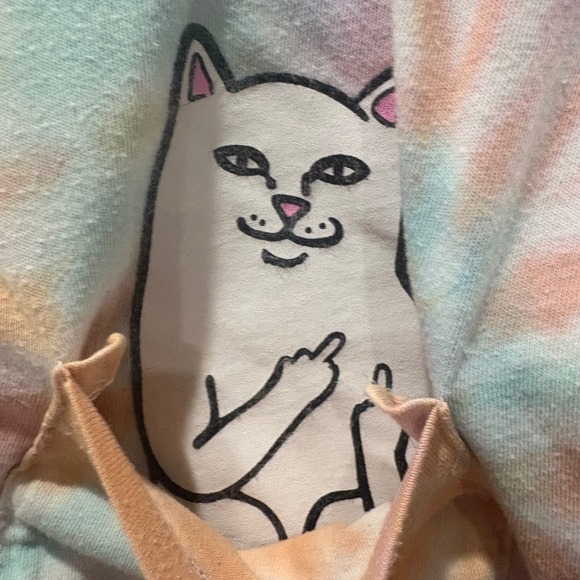 RIPNDIP Tie Dye Pocket Lord Nermal Cat T Shirt Large Pastel Swirl Graphic Tee - Picture 4 of 7